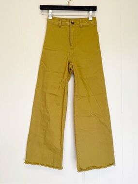 BILLABONG Wide Leg Crop Pants Mustard Green Size 24